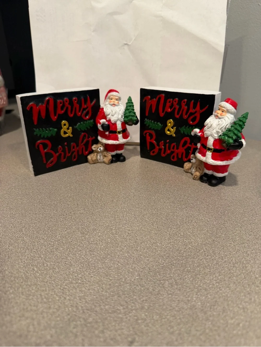 Pier One import Merry Christmas Table Top Decor Set of Santa